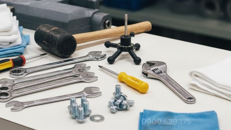 Dụng cụ khi lắp đặt động cơ 3 pha vào hộp giảm tốc ZQ.